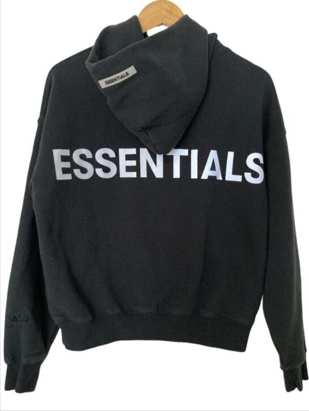ESSENTIALS Men's Black Logo Hoodie Sweater